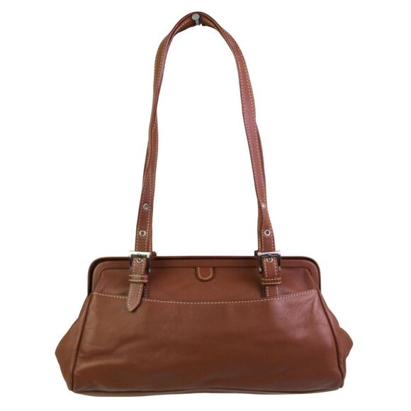 Tignanello Handbags - Tignanello BROWN GENUINE LEATHER MEDIUM TOP HANDLE SHOULDER BAG HANDBAG PURSE